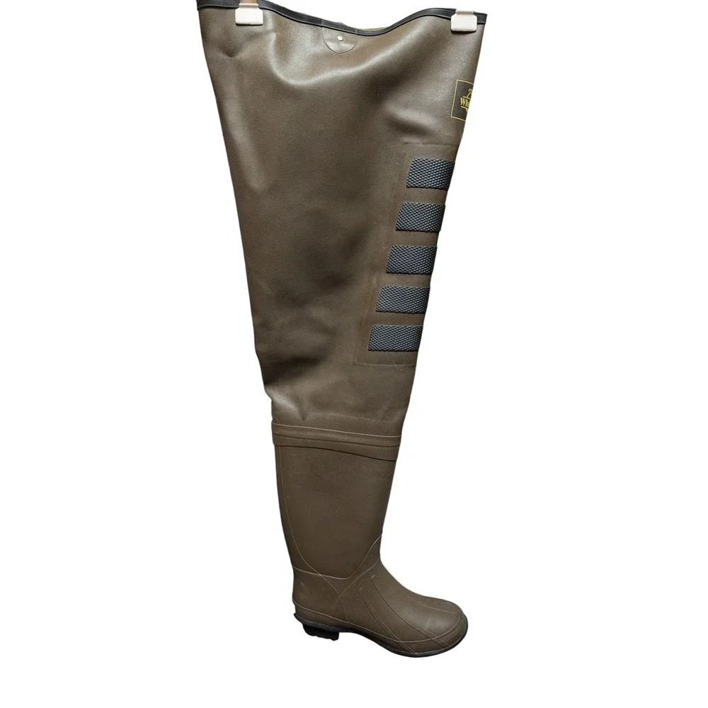 White Bear Hip Waders Men Size 7 Brown Good Steel Shank Rubber Fishing Boots
